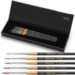 Golden Maple Kolinsky Sable Miniature Paint Brushes, 5PC Professional Detail Paint Brushes Arrow Point Paint Brush Set for Models, Watercolor Details, Figures & Gouache Painting, Black