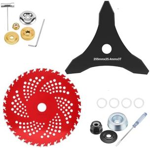 HK 9" x36 Teeth Carbide Tipped Blades & 3 Teeth Brush Cutter Blade, Weed Eater Blades Metal with Universal Adapter Kit, for 1" (20 mm or 25.4 mm Arbor), Compatible with Husqvarna, Stihl, Fsx, and More