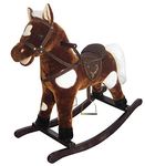 New Plush Rocking Horse - Brown + White Spots Deluxe Mane Saddle Bridle Sounds