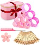 Hair Rollers - Awesome Makeup Carrying Case - Jumbo,Large Rollers Hair Curlers Set for Volume, Long Hair - Self Grip,No Heat Design for Blowout Look,Curly Hair - Fabulous Gift Choice - Pink