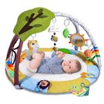 Lupantte Lion Baby Gym Play Mat with 9 Toys for Sensory and Motor Skill Development Language Discovery, Thicker and Non Slip Baby Activity Gym with Ball Pit, Green Tree for Babies and Toddlers