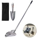 comincia Metal Detecting Sand Scoop,Stainless Steel Sand Scoop for Metal Detecting for Adults,Metal Detector Sand Scoop with Long Handle + Metal Detecting Shovel+Mesh Beach Bag for Treasure Hunting