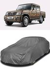Tamanchi Autocare Water Resistant All Weather pro Compatible with Mahindra Bolero Camper car Cover with Triple Stitched & Elastic Ultra Surface Body Protection (Grey)