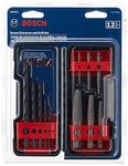 BOSCH BSPE6D 12-Piece Assorted Set Spiral Flute High-Carbon Steel Screw Extractor & Black Oxide Drill Bits Ideal for Removing Stripped Screws, Bolts, Fasteners