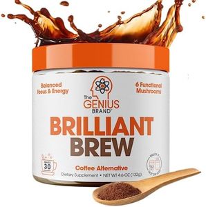 Genius Brilliant Brew, Coffee Alternative- Nootropic Adaptogen Mushroom Coffee Substitute, Natural Energy with No Jitters & Crash - 0 Sugar, No Preservatives or Artificial Flavors, Non-GMO & Soy-Free