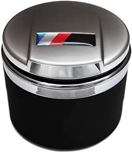 Cenicero de Coche Exclusivo para BMW Serie 1/3/5/7 y X1/X3/X5/X6, con Luz LED y Tapa, Desmontable y Portátil (Plata mate)