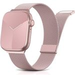 Yoohoo Adjustable Metal Strap Compatible with Apple Watch Straps 38mm 40mm 41mm 42mm(Series 10) Women Men,Upgraded Replacement Band for iWatch Series 10 9 8 7 6 5 4 3 2 1 SE Double Magnetic,Pink