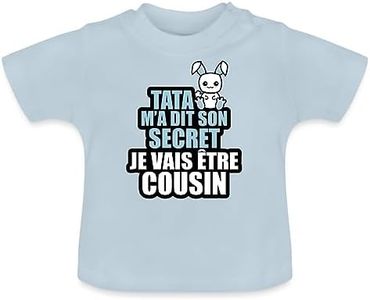 Spreadshirt Tata Je Vais Être Cousin Annonce Grossesse Tante Idée Cadeau T-Shirt Bio Bébé, 12-18 Mois, Bleu Clair