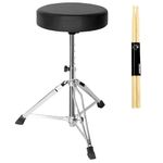 Drum Throne Drum Stool Padded Seat 18.1"-22.8" Height Adjustable Round Top Drum Chair with Sturdy Tripod Base, Anti-Slip Rubber Feet Foldable for Drummer,Percussion,Keyboard Players