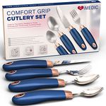 iMedic Designer Easy Grip Cutlery for Adults - 1 Set of Utensils for the Elderly with Adaptive Needs - Eating Utensils for Disabled People and with Parkinson's - Non-weighted Utensils for Hand Tremors