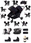 Rexhan Twin Baby Pram, 2 in 1 Foldable Double Baby Buggy, Reversible Tandem Pushchair, Twin All in One Stroller, Newborns, Toddlers, 0-4 Years, Aluminium Frame, Lightweight