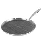 Vinod SAS Pro Platinum Triply Stainless Steel Dosa Tawa - 28 cm | 4.0 mm Thick | Hexa Design | Metal Spoon Friendly | Riveted Handle | Gas, Induction Base | 5-Year Warranty