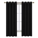 Deconovo Room Darkening Thermal Insulated Blackout Curtains Grommet Window Panel for Bedroom 52W x 72L Black, 2 Panels