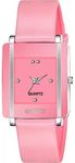 Acnos Polyurethane Premium Brand Pink Dial Square Analog Watch Pu Belt Watch For Girls Watch For Women Pack Of 1, Pink Band