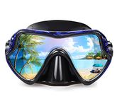 EXP VISION Scuba Diving Mask - Professional Snorkeling Gear Mask - Ultra Clear Lens with Wide View Tempered Glass Goggles,Scuba Diving Equipment Mask,Anti-Leakage Silicone Swimming Goggles Mask,Blue