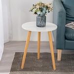 Round Side Table,End Table for Narrow and Small Space,Modern Accent Couch Beside Table,Modern White Corner Sofa Table for for Living Room Bedroom Balcony