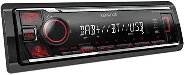 Kenwood KMM-BT408DAB USB Car Radio with DAB+ and Bluetooth Hands-Free Kit (Sound Processor, USB, AUX, 1 x Pre-Out 2.5 V, 4 x 50 Watt, Button Lighting, Red, Includes DAB+ Antenna)