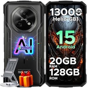 DOOGEE Fire 5 Pro Rugged Phone,13000mAh Battery,Helio G81 Octa Core,Android 15 with Gemini AI,20GB+128GB/2TB,6.6" HD+90Hz Rugged Smartphone,13MP+8MP,IP68 Waterproof Phone,NFC/OTG/Triple Card Slot