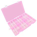 DUOFIRE Plastic Organizer Container Storage Box Adjustable Divider Removable Grid Compartment for Jewelry Beads Earring Container Tool Fishing Hook Small Accessories (big size-34 grids, Pink X1)