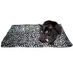 Downtown Pet Supply Thermal Cat Bed - Insulated Cat Mat with Aluminum Film & Sherpa Backing - Washer Safe Faux Fur Cover - Self-Warming Nap - Large - Animal Print Grey - 31 x 18in