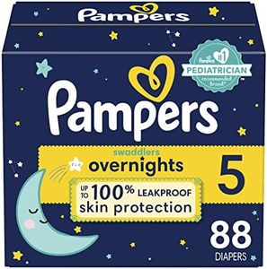 Pampers Diapers Size 5, 88 Count - Swaddlers Overnights Disposable Baby Diapers, Enormous Pack (Packaging May Vary)