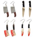 Knife Sword Earrings for Women Blood Printed Gothic Knife Dangle Earrings Scissor Ax Halloween Earrings