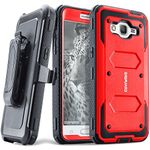 COVRWARE Samsung Galaxy Grand Prime / Go Prime Case - [Aegis Series] Heavy Duty Full-body with Built-in [ Screen Protector ] Rugged Holster Armor Case & Belt Swivel Clip [Kickstand] - Red