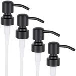 ALTGLAS Four Pack - 4X Stainless Steel Soap Dispenser Pump 'Zagreb' as Replacement for Liquid Hand Soap Bottles (Matte Black) - Fits e.g. Jack Bottle