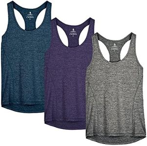 icyzone Workout Tank Tops for Women - Racerback Athletic Yoga Tops, Running Exercise Gym Shirts(Pack of 3)(M, Royal Blue/Purple/Charcoal)