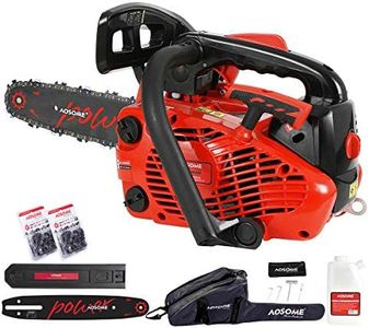 AOSOME Tronçonneuse Elagueuse Thermique, con Moteur à Essence 25,4 cm³, 1,2 CV, Guide 25 cm, 2 Chaînes de 10"