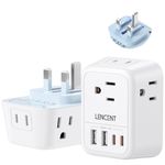 LENCENT US to UK Ireland Travel Plug Adapter, Foldable Type G Converter with 4 Outlets, 4 USB Charger (2 USB C) Adaptor, USA to Dubai Scotland British London England Hong Kong Irish Qatar