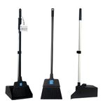 Strong Long Handled Dustpan and Brush Set - Suitable for Industrial & Commercial Use Long Handle Lobby Dust Pan and Broom 180° Swivel Head