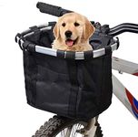 Hamiledyi Folding Bike Basket for Dog,13.4" x 11.2" x 9.8" Soft-Sided Bycicle Carrier Detachable Front Basket - Small Cat Dog Cycling Carrier 8.8lbs - Easy Install Quick Released