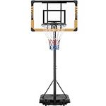 Yaheetech Height Adjustable Basketball Hoop 7.4ft-8.4ft Portable Basketball Net Stand Set System with 32'' Backboard & 2 Wheels