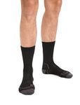 Icebreaker Men's Hike+ Light Crew Sock, Black/Mink/Monsoon, Medium