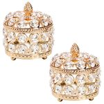 Hedume 2 Pack Crystal Mirrored Jewelry Box, Jewelry Trinket Organizer Box with Lid, Sparkly Trinket Organizer for Valentine Wedding Birthday Tabletop Bedroom Decoration