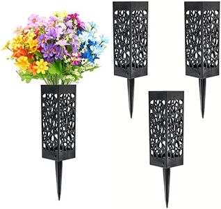 ElodieAu Cemetery Vases with Spikes, Memorial Day Flower Holder for Cemetery Decoration, Hollow Cemetery Cone Vase, for Outdoor Grave Headstone Decor (4PCS)