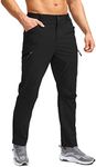 Pudolla Men's Hiking Pants Waterproof Travel Cargo Pants with 7 Pockets Stretch for Golf Fishing Climbing, Black, Medium