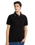 Symbol Premium Men's Cotton Stretch Solid Polo T-Shirt (Regular Fit | Pique Knit) (SYP-S24-PL-02_Jet Black_L)