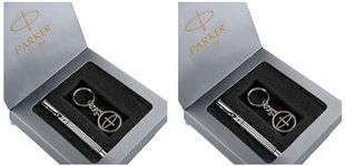 Parker Vector Gift Set Roller Ball Pen Logo Round Key Chain (Ink - Blue) (Pack of 2)