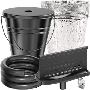 Rear Grease Drainage System for Blackstone Grease Catcher Upgrade, with Grease Trap Funnel W/Integrated Grease Gate, Grease Bucket W/Lid, 12-Pack Foil Bucket Liners, Blackstone Griddle Accessories