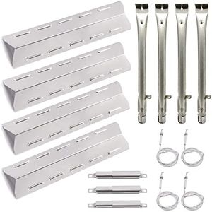 Criditpid Grill Parts Compatible with Kenmore 146.34611410, 146.23678310, 146.46372610, 146.10016510, 146.23673310, Stainless Steel Grill Heat Plates, Burners, Crossover Tubes and Ignitors.