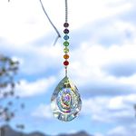 MerryNine Hanging Crystals Suncatcher Pendants, Gift for Mom, 76mm Colorful Teardrop K9 Crystal Chandelier Lamp Prisms for Windows Garden Tree Chandelier Curtain, (Longan)