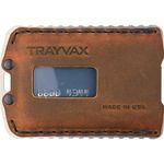 Trayvax Ascent Wallet, RFID Front Pocket Money and Credit Card Holder, Minimalist Slim Leather Metal Wallet for Men and Women, Raw | Tobacco Brown, One Size, Ascent Wallet