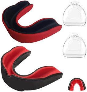 Protector Bucal, 2 Protectores Bucales Deportivos Negros y Rojos, Protector Bucal de Boxeo, Protector Bucal de Baloncesto, con Caja Higi�énica, Diseñados para Boxeo, MMA, Baloncesto y Rugby