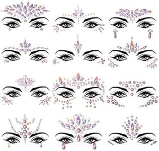 SIQUK 12 Sets Face Jewels Noctilucent Face Gems Luminous Mermaid Temporary Tattoo Stickers Acrylic Face Crystal Stickers for Party Rave Festival