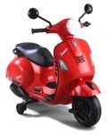 SHAKYA WORLD Vespa 12v Battery Operated Rechargeable Ride-On Scooter for Girls and Boys || 1 to 6 Years Kids Scooty (Red & Black Color)