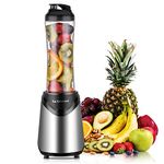 La Reveuse Smoothies Blender Personal Size 300 Watts with 18 oz BPA Free Portable Travel Sports Bottle (Silver S)