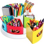 Hapinest Rotating Art Supplies Organizer Storage Caddy for Kids | Crayon Marker and Pencil Organization for School Desk Teachers Classrooms and Crafts at Home