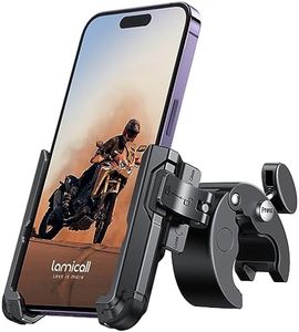 Lamicall Motorcycle Phone Mount Holder - [Camera Friendly] [1s Lock] Bike Phone Holder Handlebar Clamp, Bicycle Scooter Phone Clip, for iPhone 16 Pro Max, 15 14 13 Mini, 2.4~3.54" Wide Phones, Black